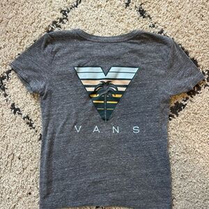 Vans Women’s Small Gray Sunset Palm Logo Graphic T-Shirt